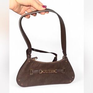 Guess Brown Shoulder Bag with Gold Hardware